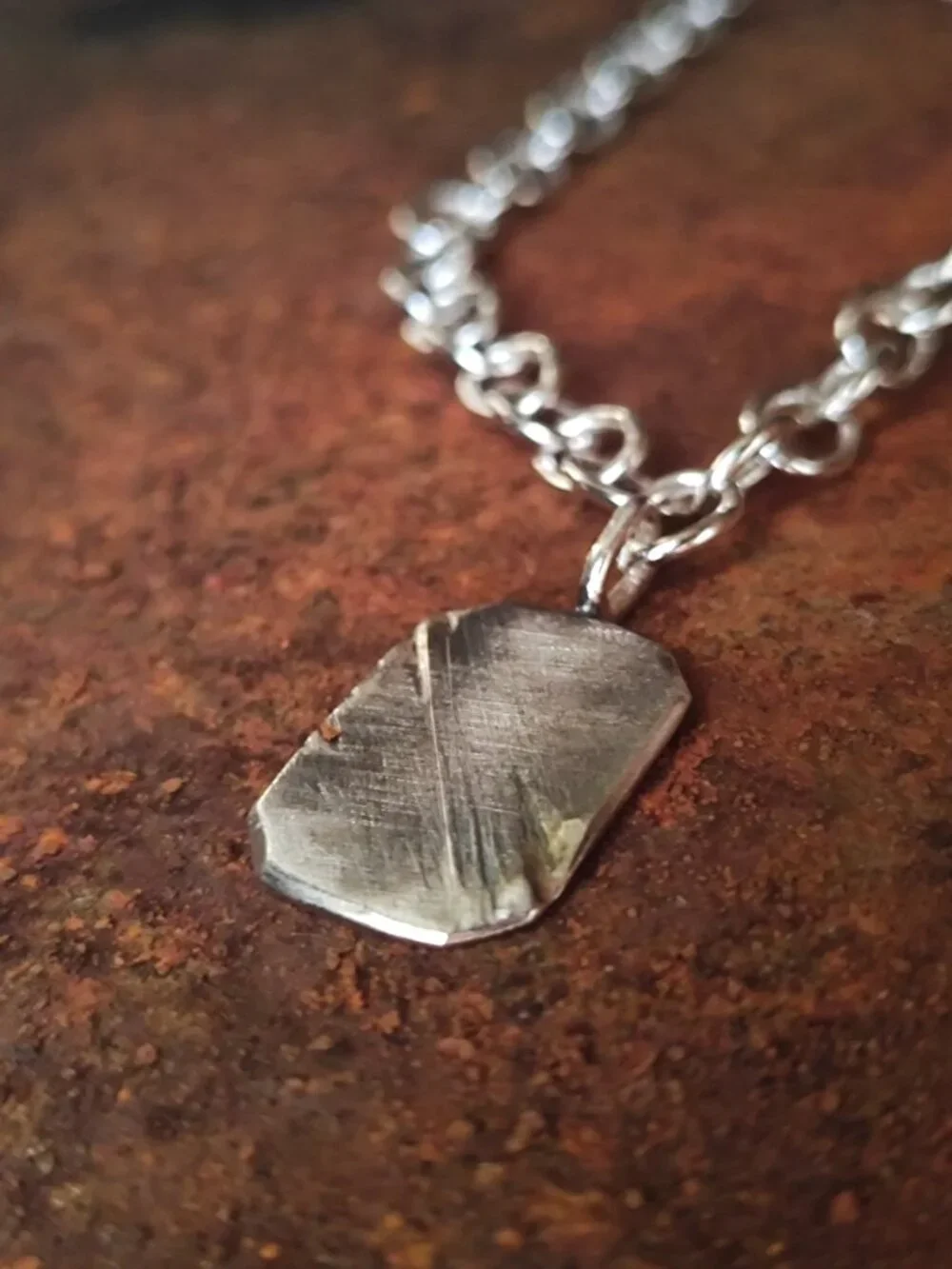 Handmade Sterling Silver Engravable Pendant Necklace – Thick Link Chain